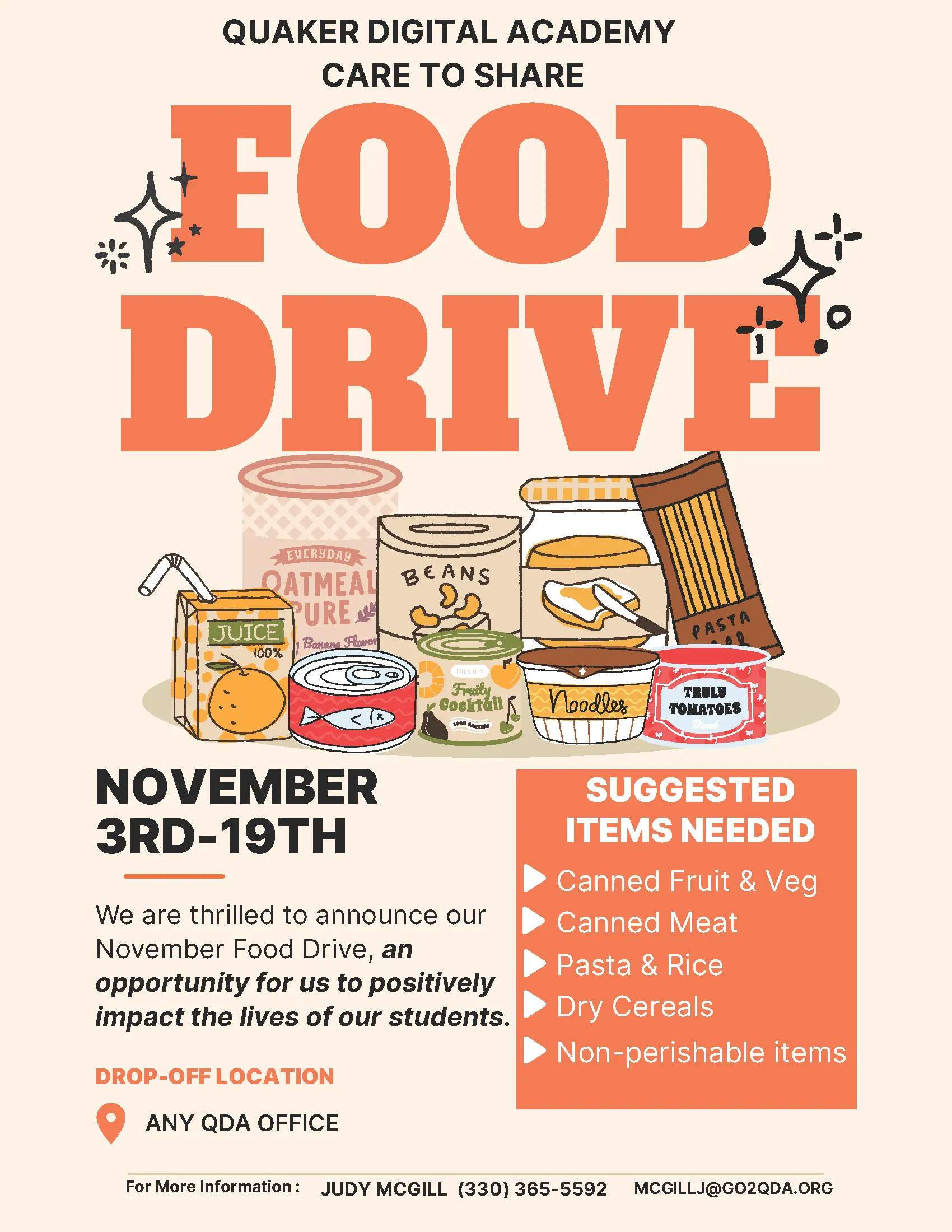 Quaker Digital Academy Food Drive